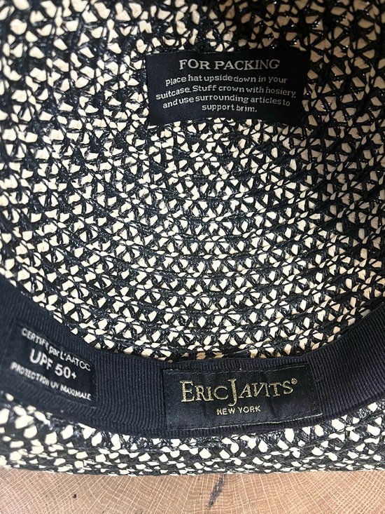 Eric Javits Packable Wide Brim Squishee Hat - Black/Tan - UPF 50+ main image 9